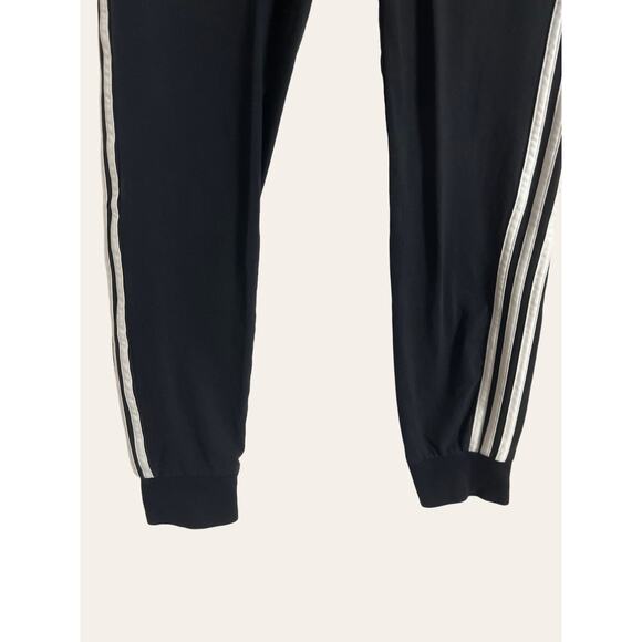 Adidas Black Three Stripe Drawstring Athleisure Active Jogger Pants Size Medium - Picture 3 of 5